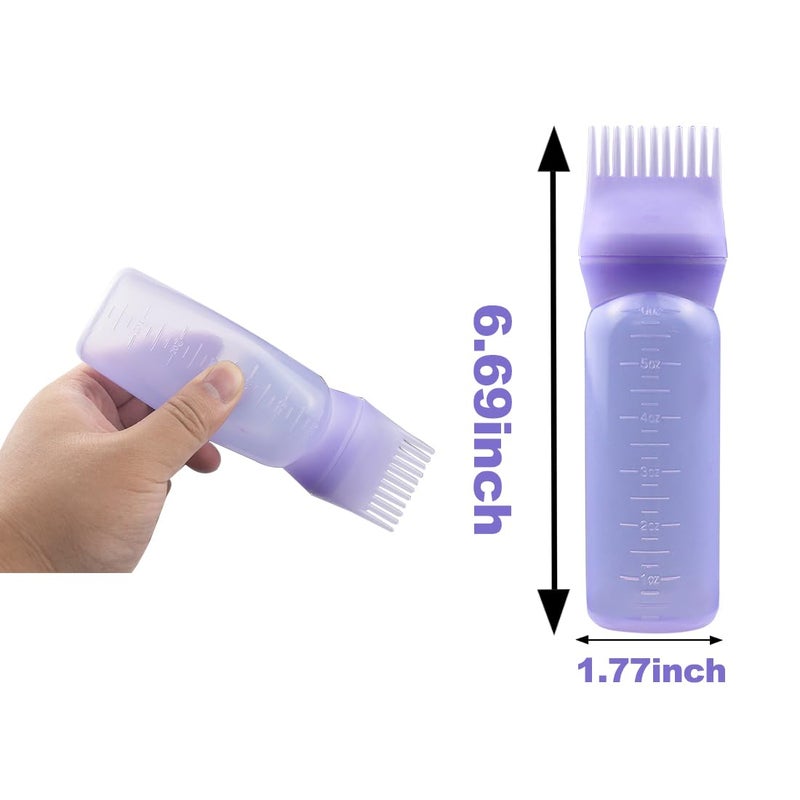 ELANE 4PCS Hair Oil Applicator Bottles - Root Comb Bottles for Scalp Oil and Hair Oiling, 6oz (2 Pink + 2 Purple) - Image 2